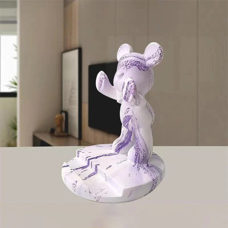 Afralia™ Resin Bear Phone Holder Sculpture: Office & Home Decor Gift