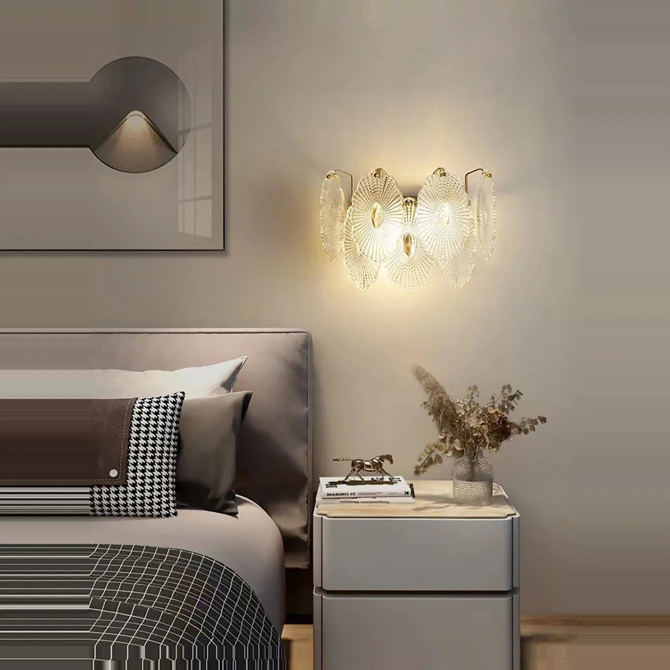 Afralia™ Gray Glass Wall Lamp - Modern Living Room Decor Sconce Light