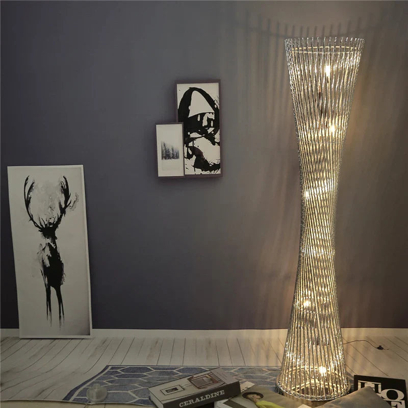 Afralia™ Aluminum Tower Floor Lamp for Living Room Decor - Modern LED Stand Light