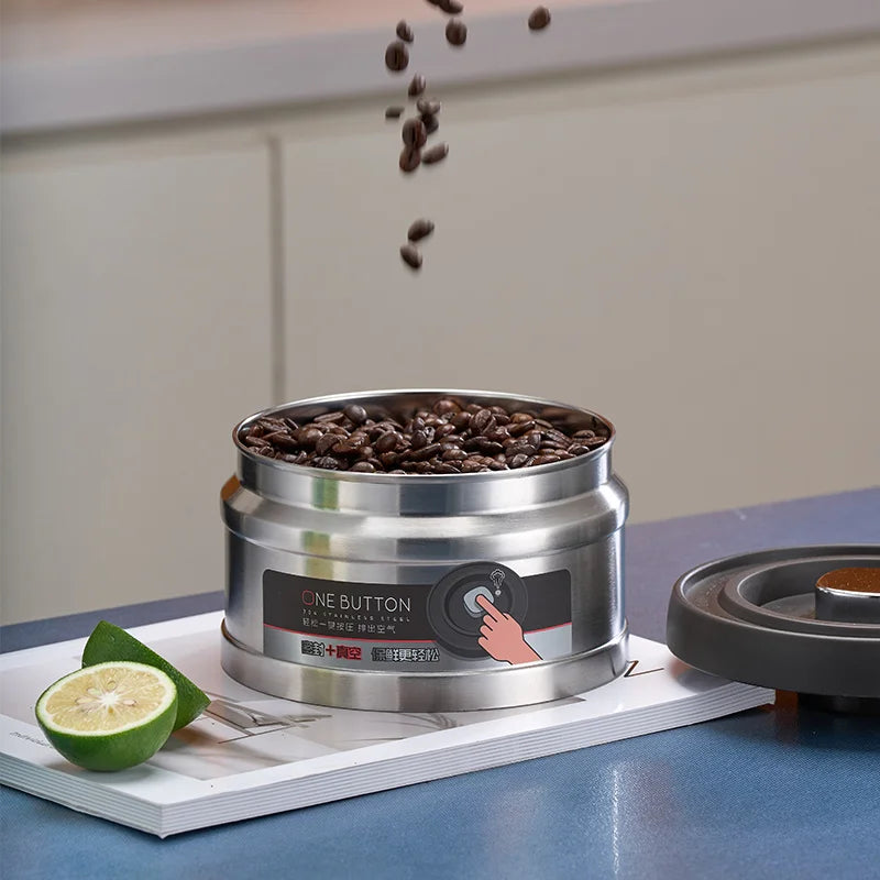 Afralia™ Stainless Steel Vacuum Sealed Coffee Beans Storage Jar