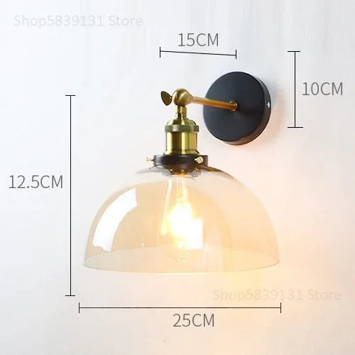 Afralia™ Vintage Metal Glass LED Wall Lamps Retro Industrial Living Room Bedroom Light Fixtures