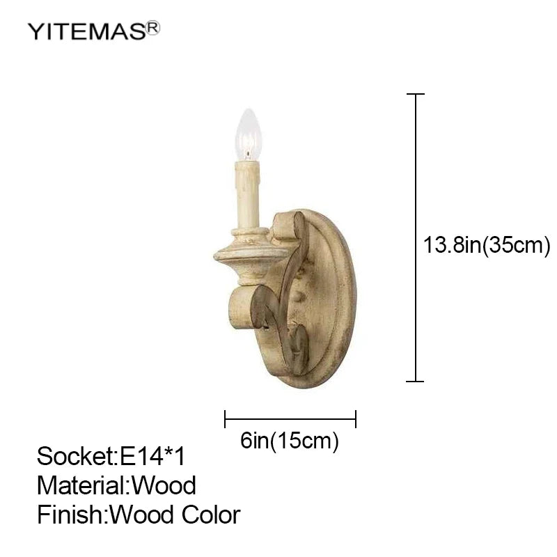 Afralia™ Solid Wood Retro Wall Sconce for Stylish Home Lighting