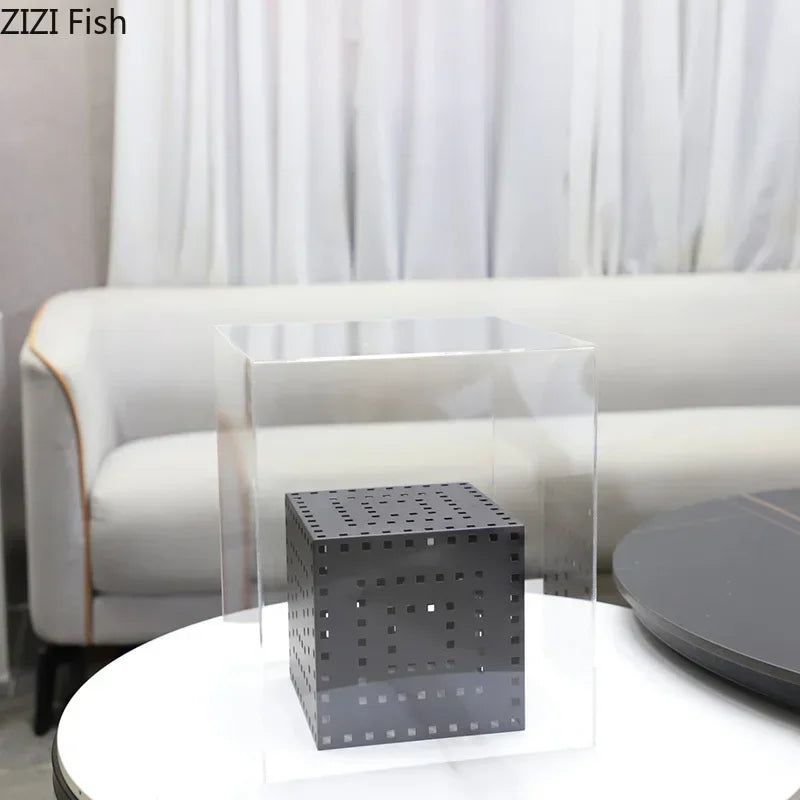 Afralia™ Minimalist Black Hollow Cube Desk Decoration Geometry Artwork Aesthetic Decor