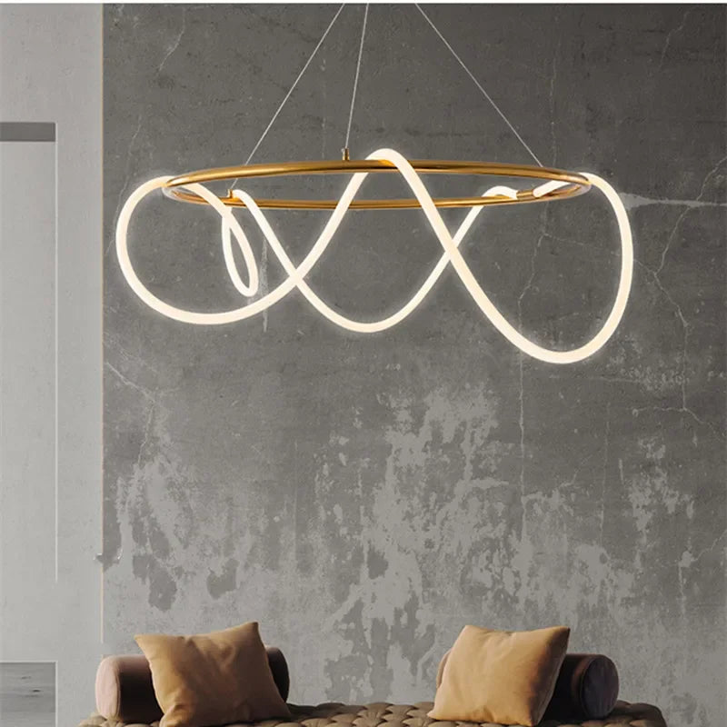 Afralia™ Gold Minimalist LED Pendant Lights for Kitchen Dining Room