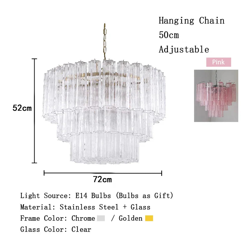 Afralia™ Pink Glass Chandelier LED Light Fixture for Ceiling Living Room Decor