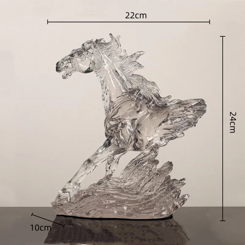Afralia™ Clear Horse Resin Sculpture Decorative Figurine Home Decoration