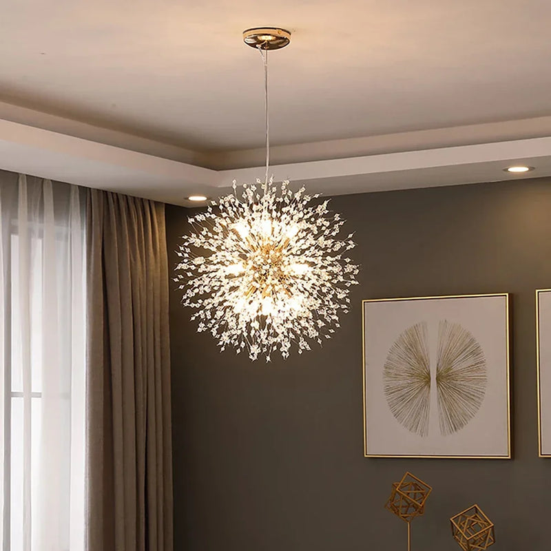 Afralia™ Modern Crystal Dandelion Chandelier Pendant Lamp for Stylish Home Decor