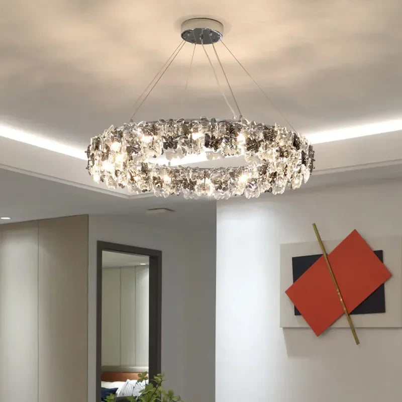 Afralia™ Luxury Circle Butterfly Crystal LED Pendant Lights - Modern Minimalism Decor