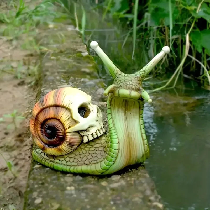 Afralia™ Snail Skull Statue: Gothic Resin Horror Sculpture for Garden Decor & Desktop Ornament