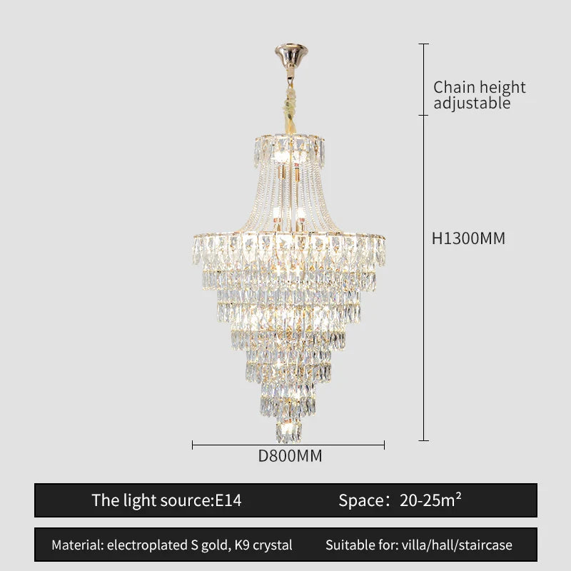 Afralia™ Crystal Chandelier Art Living Room Lighting for Duplex Buildings and High-End Restaurants
