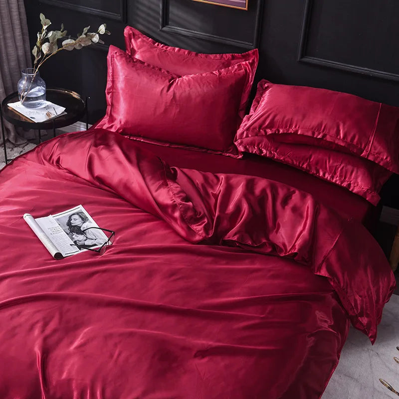 Afralia™ Ice Rayon Satin Bedding Set: Cooling, Soft, Summer Comfort for Twin-Double Bed