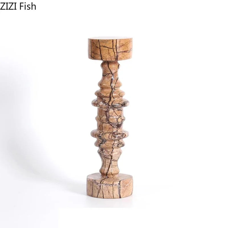 Afralia™ Marble Candle Holder Set for Romantic Dining Table Decoration & Wax Melts