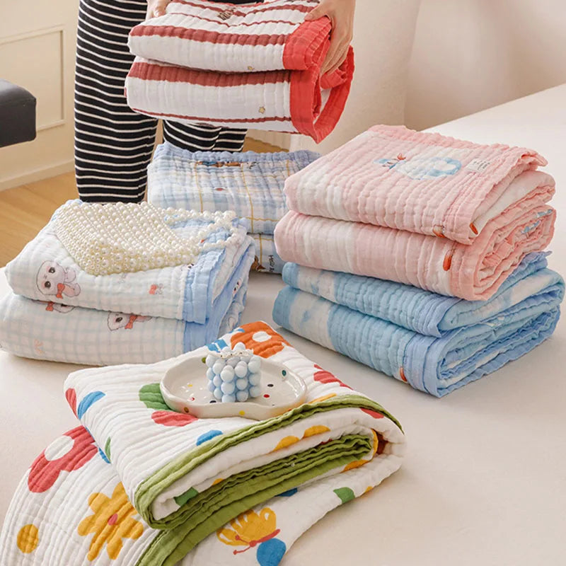 Afralia™ Six-Layer Cotton Towel Blanket: Bubble Gauze Bed Cover, Skin-Friendly, Summer Cool Quilt