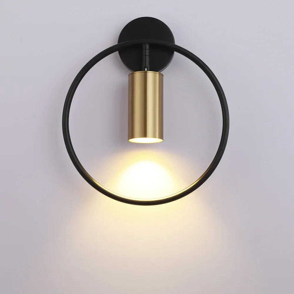 Afralia™ Adjustable LED Brass Gold Ring Wall Sconce Light for Home Hotel Bar