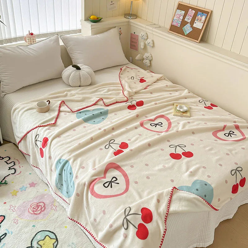 Afralia™ Cozy Milk Velvet Blanket: Cute Pattern, Warm, Multi-Functional Sofa & Travel Shawl