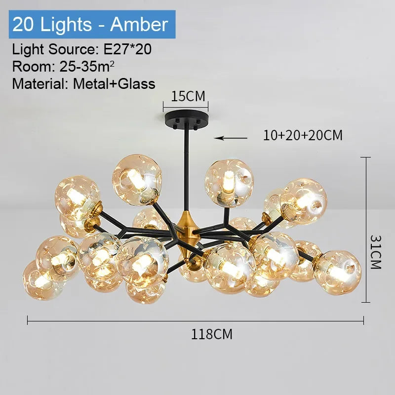 Afralia™ Nordic Glass Ball LED Chandeliers for Home Indoor Decor and Ceiling Lamps