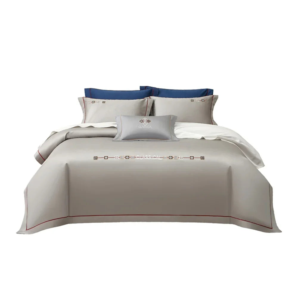 Afralia™ Pink Satin Jacquard Lotus Duvet Set 4Pcs Queen King Bedlinens