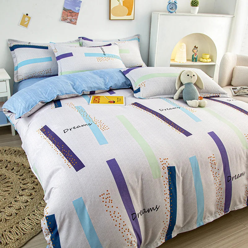 Afralia™ Cartoon Printed Bedding Set: Bed Sheet, Duvet Cover, Pillowcases