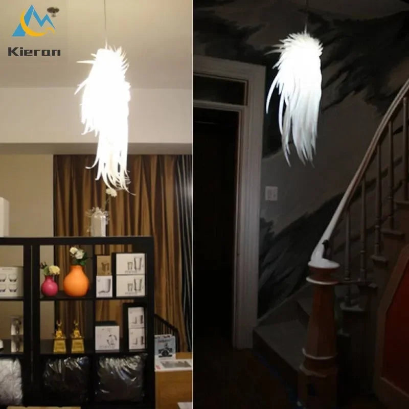 Afralia™ Modern Wing Feather LED Chandelier for Bedroom Living Room Decor