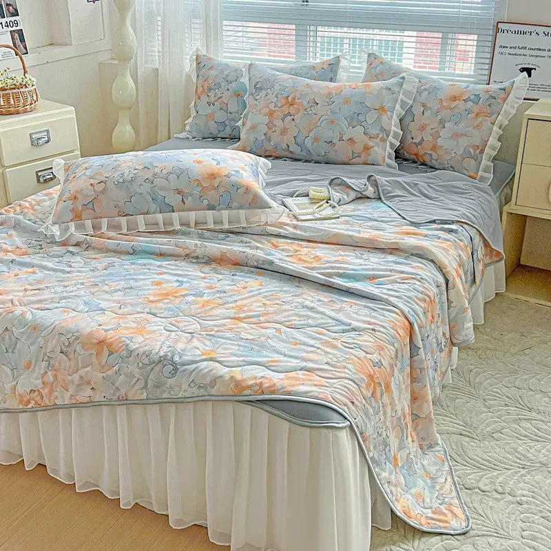 Afralia™ Floral Summer Cooling Quilt for Double Single Bed - Soft & Breathable