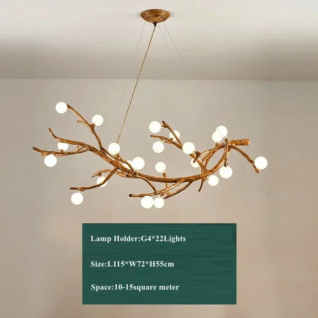 Afralia™ Tree Branch Retro LED Chandelier: Vintage Brown Art Pendant Light for Living Bedroom