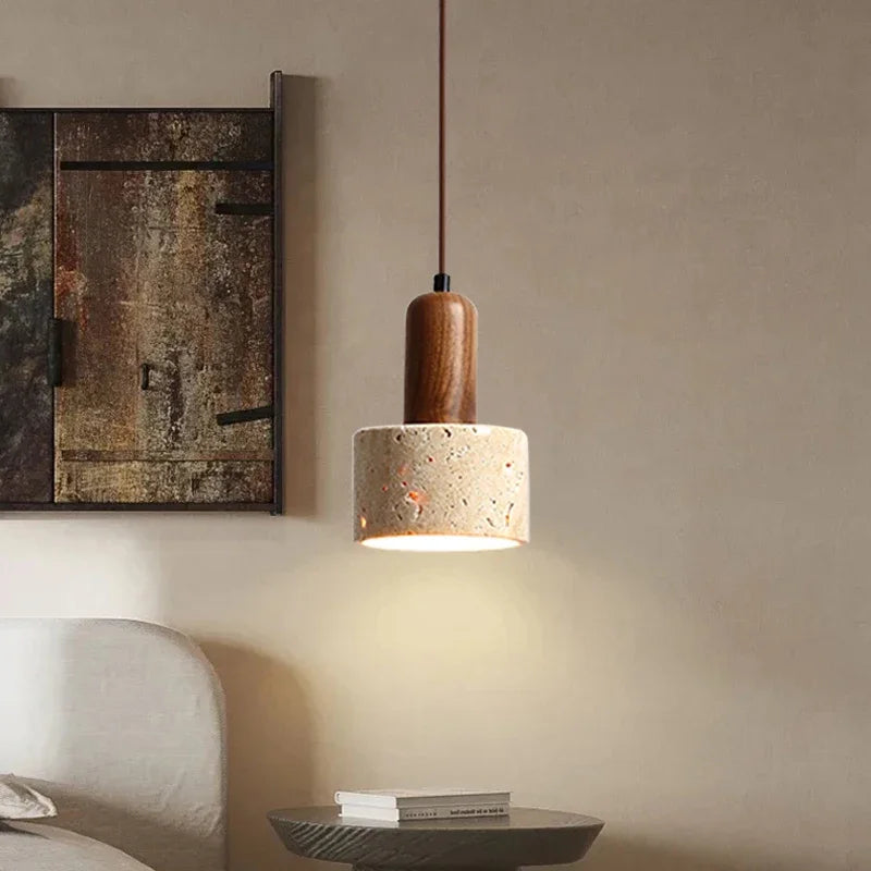 Afralia™ New Yellow Marble LED Pendant Lamp for Bedside or Restaurant Décor