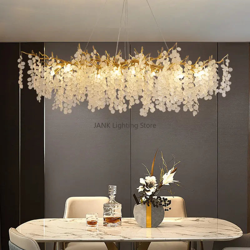 Afralia™ Circular Crystal Chandelier Living Room Pendant Lights LED Indoor Decoration