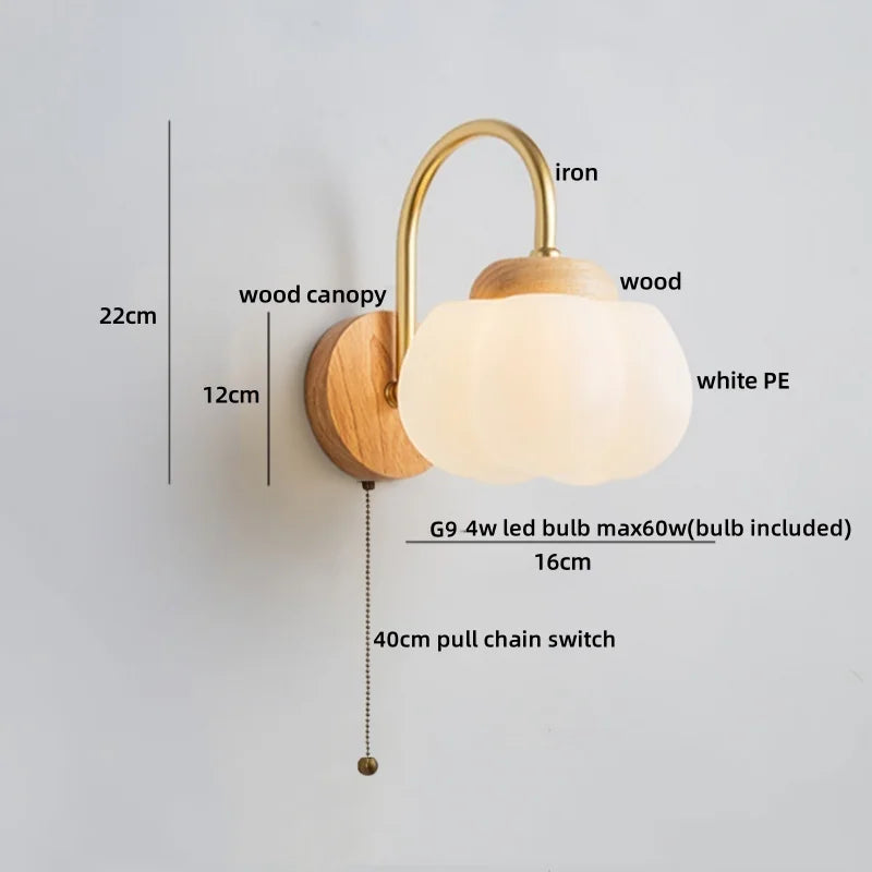 Afralia™ Cotton LED Wall Lamps with Pull Chain Switch for Restaurant Living Room Bedroom