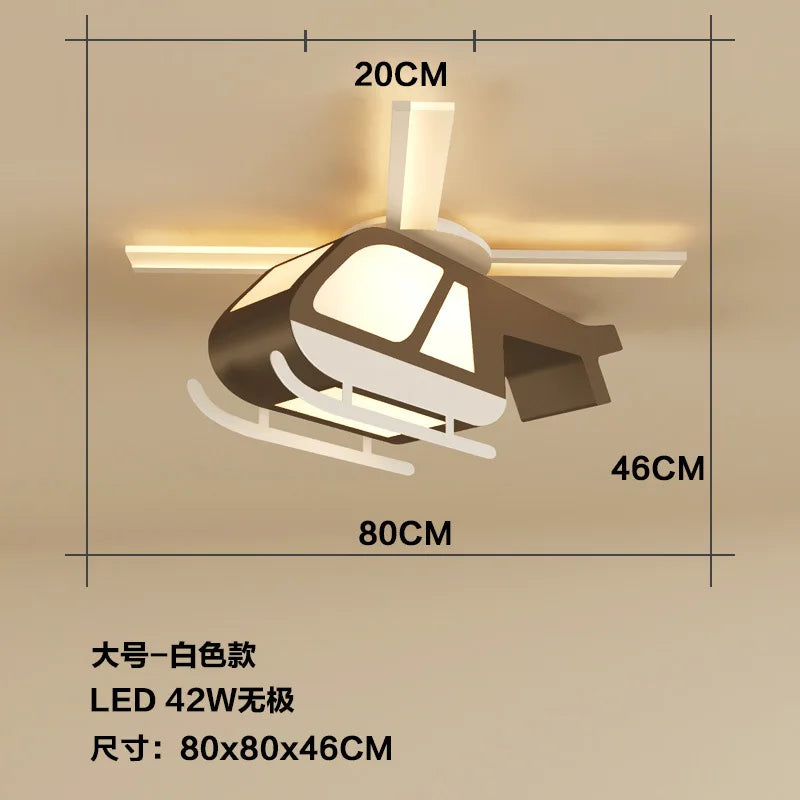 Afralia™ Cartoon Helicopter Ceiling Fan Light for Children's Room