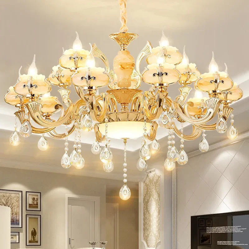 Afralia™ 6-Light LED Dolomite Chandelier for Foyer, Living Room, Kitchen - Modern Ceiling Lighting