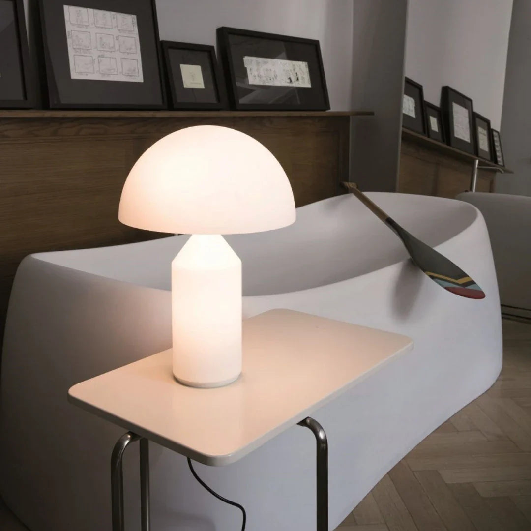 Afralia™ Mushroom Design LED Desk Lamp: Modern White Glass Bedside Table Light