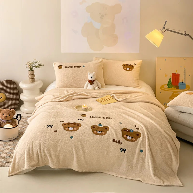 Afralia™ Cozy Teddy Fleece Blanket - Luxury Bedspread for All Seasons