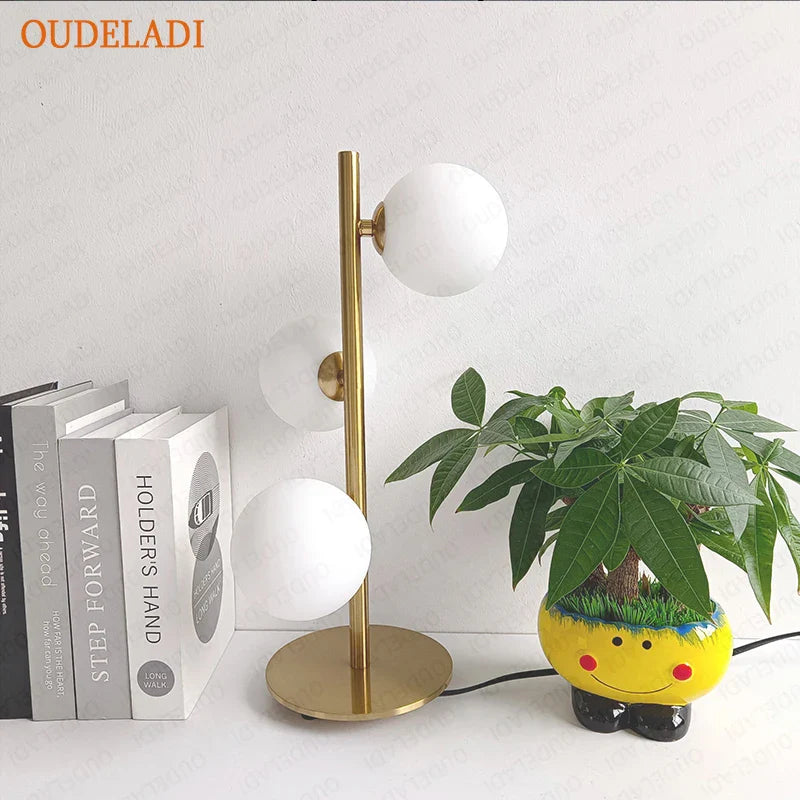 Afralia™ Glass Ball LED Table Lamp | Nordic Style Iron Art Decor Fixture