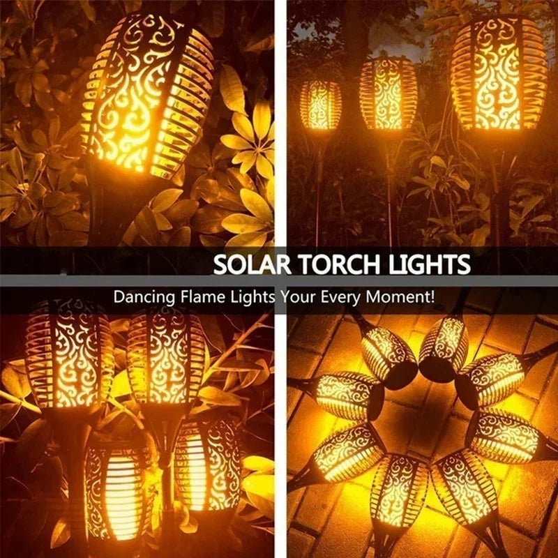 Afralia™ Solar Flame Torch Light Outdoor Garden Decoration Waterproof Flickering Lamp