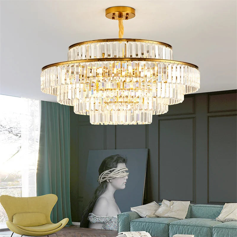 Afralia™ Crystal Luxury Chandelier: Modern 5-Layer LED Ceiling Lamp for Home Indoor Decor