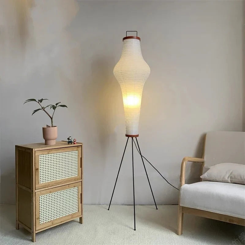 Afralia™ Rice Paper Floor Lamp LED Stand Light for Living Room Bedroom