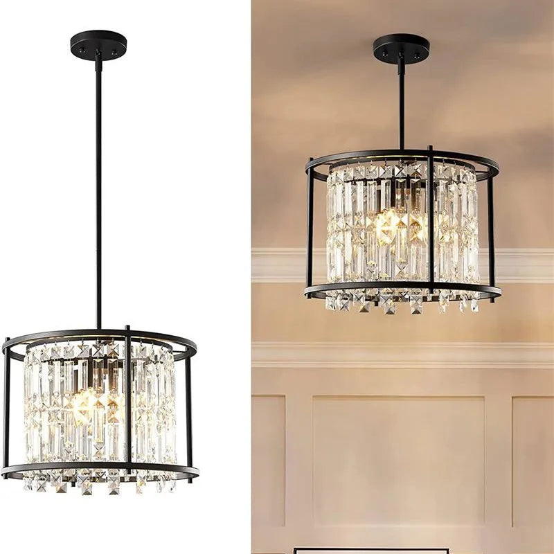 Afralia™ Modern K9 Crystal Chandelier Ceiling Hanging Lamp for Living Room Bedroom
