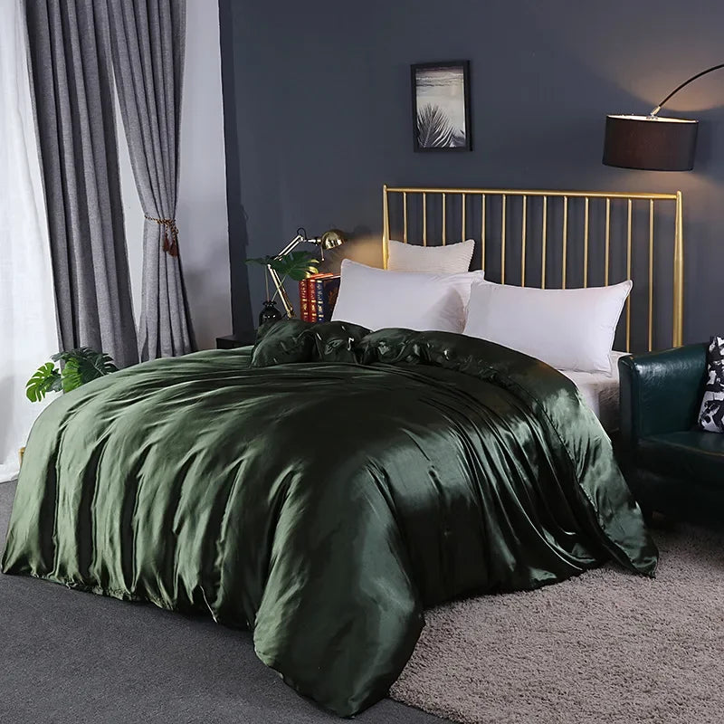 Afralia™ Mulberry Silky Queen Duvet Cover Smooth Luxury Satin King Size Blanket