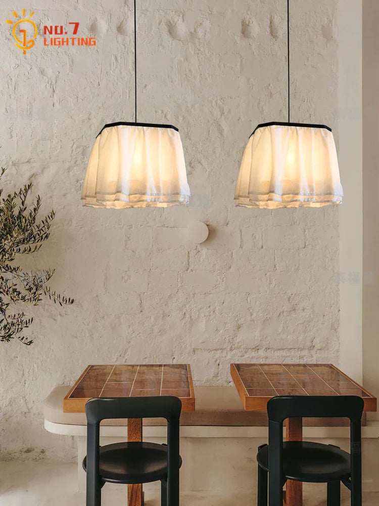 Afralia™ French Design LED E27 Fabric Pendant Lights for Atmosphere Decor in Hotels, Restaurants, and Bars