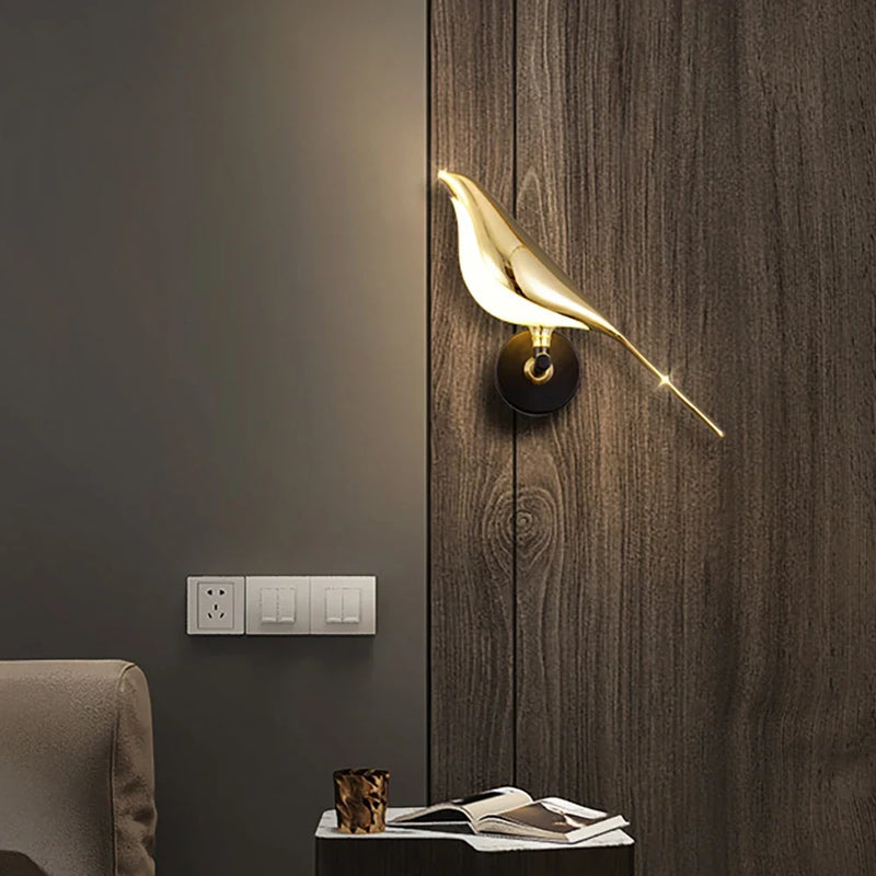 Afralia™ Nordic LED Gold Magpie Bird Wall Lamp: Illuminate Your Space with Avian Elegance