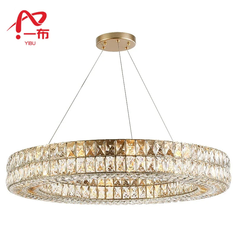 Afralia™ Crystal Circle Pendant Chandelier - Luxury Lighting for Interior Decoration