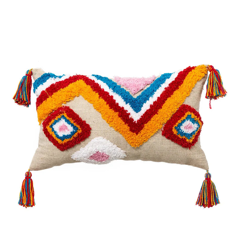 Afralia™ Geometric Hand-Embroidered Tassel Pillowcase