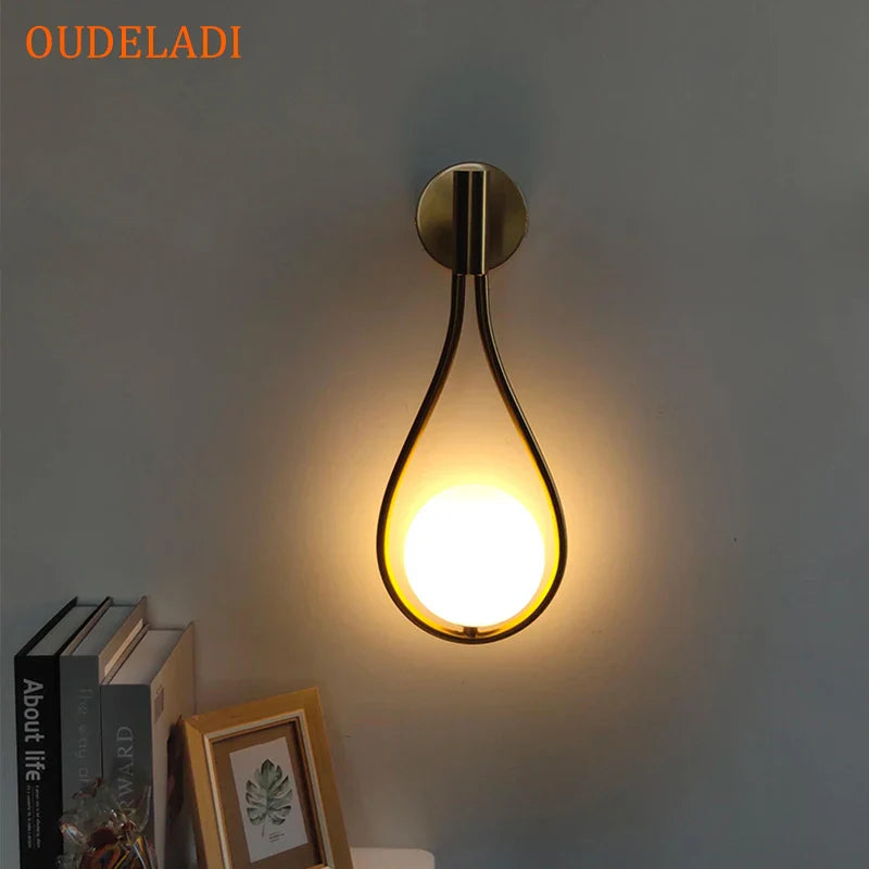 Afralia™ Brass Glass Ball Wall Light Minimalist Living Room Decor Lighting Fixtures