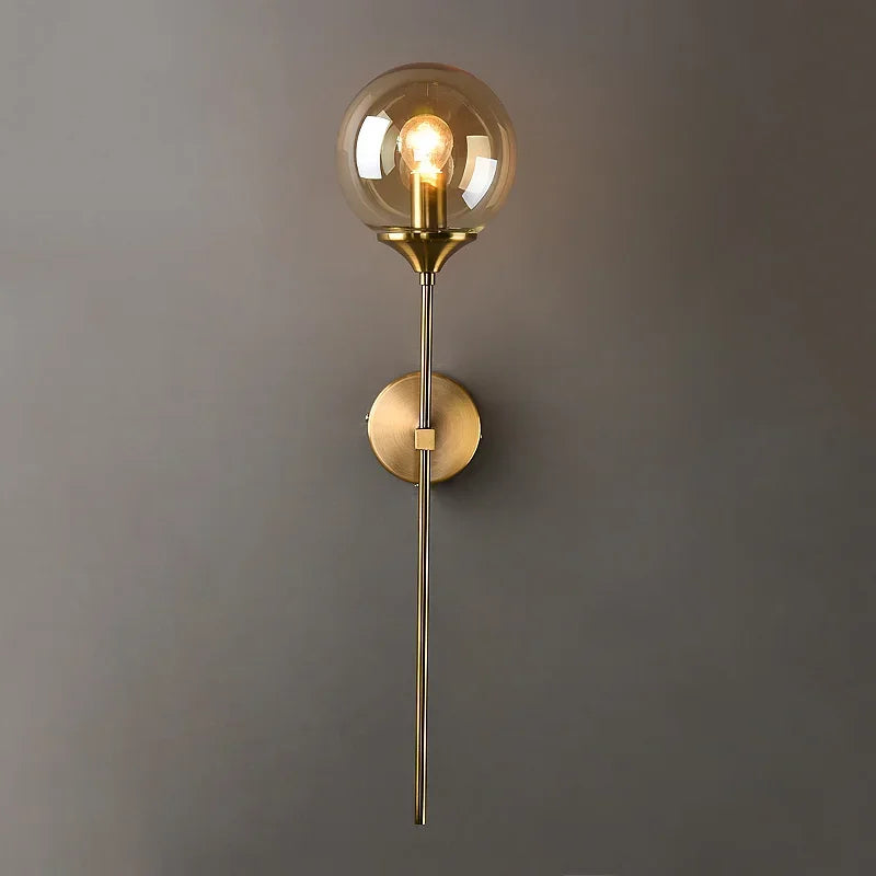 Afralia™ Golden Round Glass Wall Sconce: Modern Nordic Lighting Fixture for Home Decor