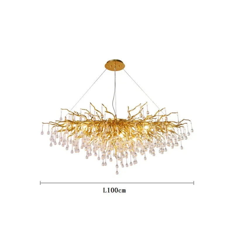 Afralia™ Crystal Branch Chandelier for Living Bedroom Decoration LED Pendant Light