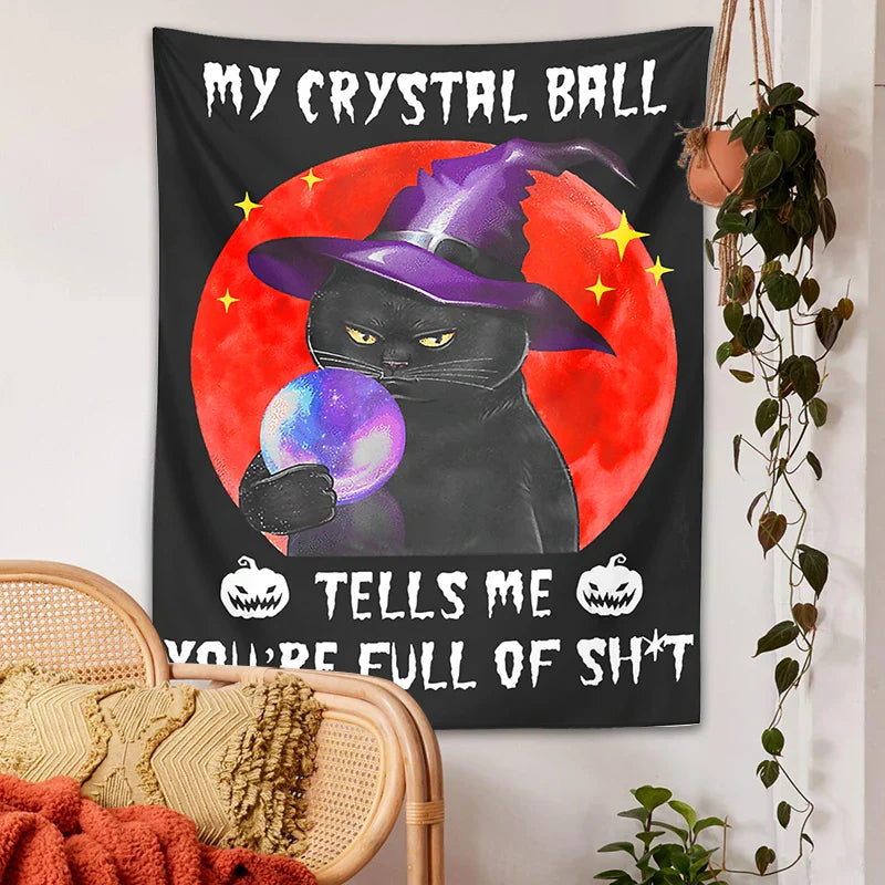 Mystic Cat Tapestry Wall Hanging by Afralia™ - Bohemian Mandala Decor