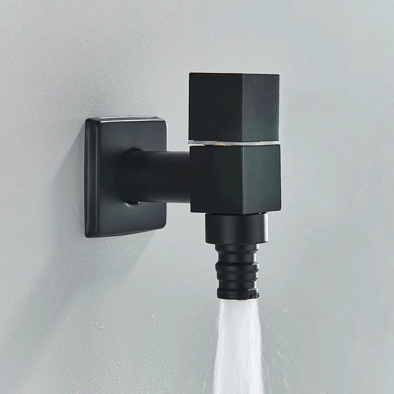 Afralia™ Black Brass Wall Mounted Washing Machine Faucet for Outdoor Use