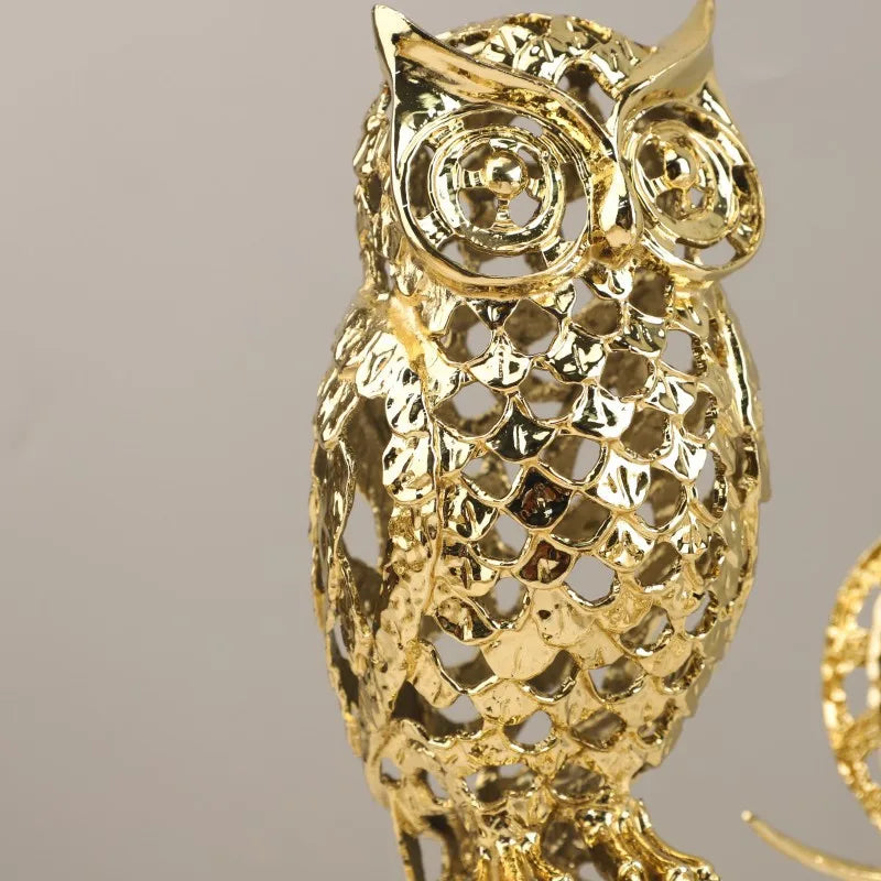 Afralia™ Golden Openwork Animal Sculpture Set for Home Decoration