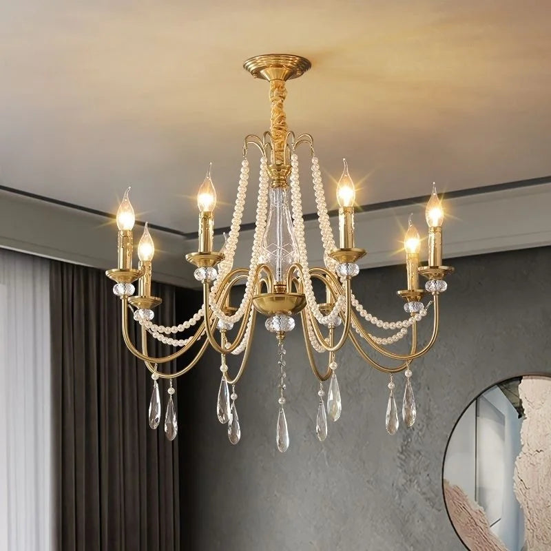 Afralia™ Luxury Crystal Chandelier Foyer Pendant Light American Style Home Decor