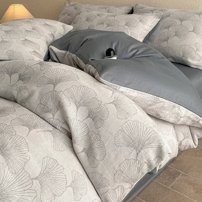 Afralia™ Luxury Cotton Flat Sheet Set Satin Jacquard Silky Bedding Single/Double Bed